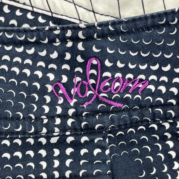 Volcom Chino Shorts Girls 7 Blue White Crescent Golf Blue Black Flat Front - Picture 6 of 12